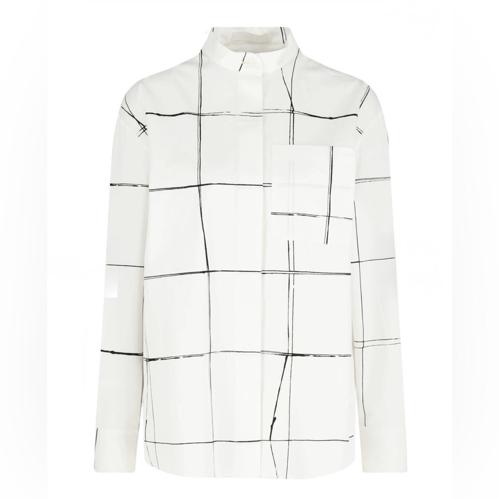 Hugo Boss Chemise Balmie White and Black Grid Pattern Shirt, Size 42